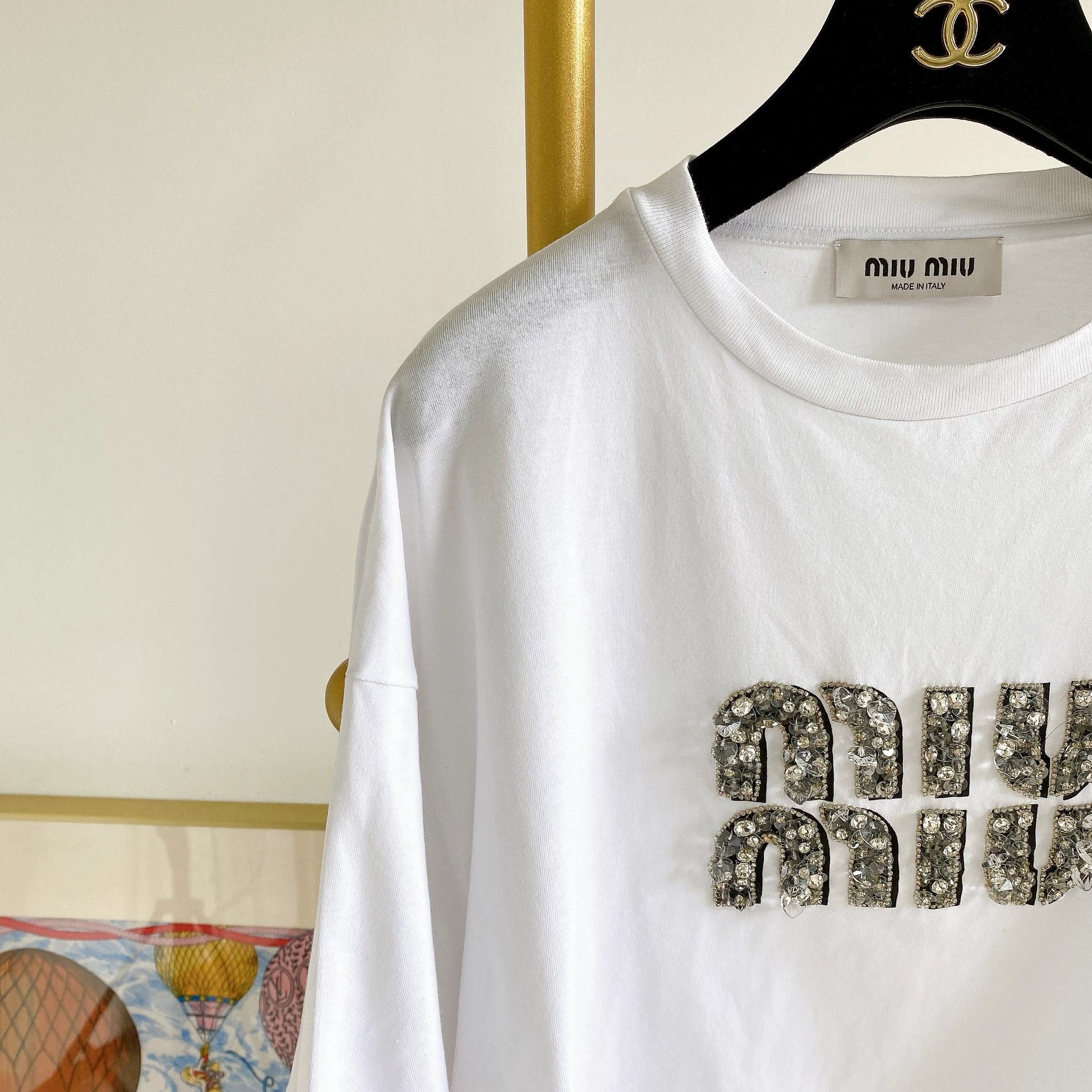 Miu Miu MIUMIU white logo T-shirt XS Size XS / US 0-2 / IT 36-38 - 3 Thumbnail