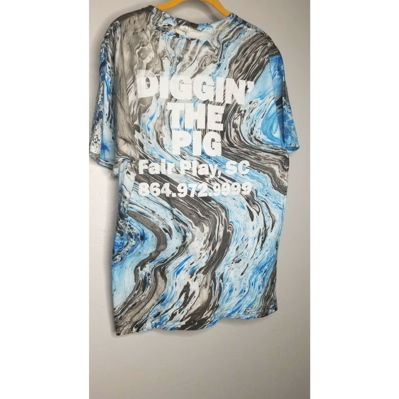 Vintage VINTAGE Mens L MARBLE BLUE T Shirt The Spotted Pig Bar-B-Que Fairplay SC Size US L / EU 52-54 / 3 - 5 Thumbnail