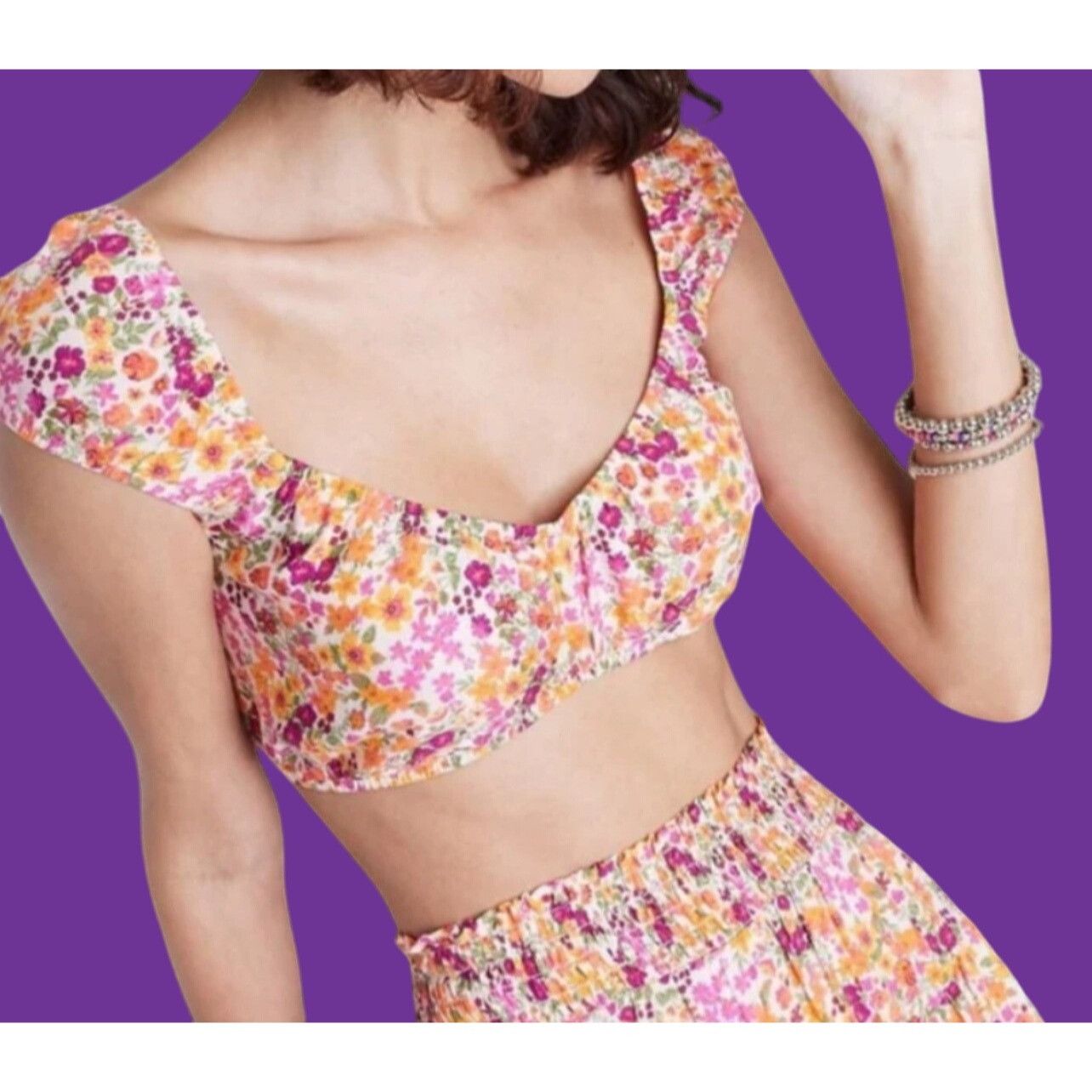 Other Wild Fable - Women's Cap Sleeve Tiny Top - Floral - Extra La Size XL / US 12-14 / IT 48-50 - 1 Thumbnail