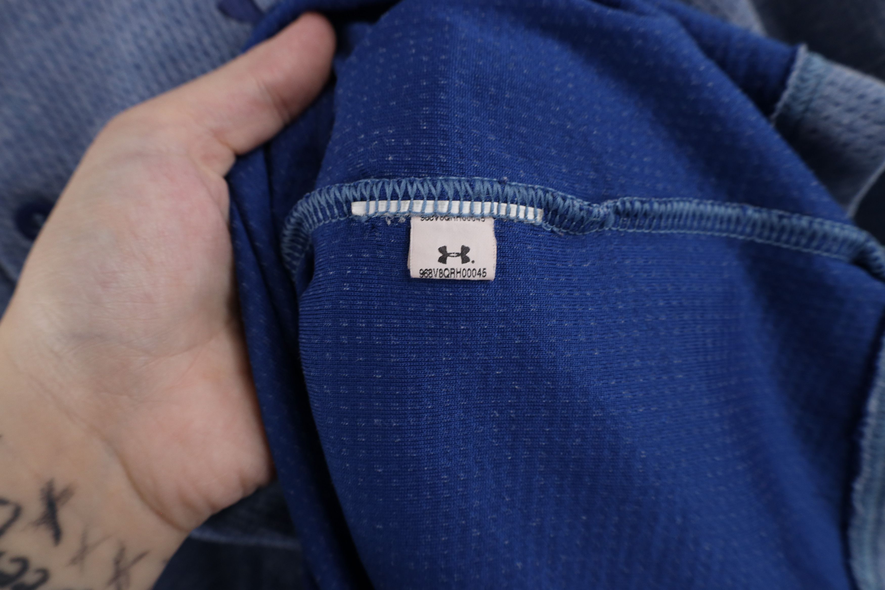 Under Armour × Vintage Under Armour Loose Thermal Waffle Knit Henley T-Shirt Blue Size US L / EU 52-54 / 3 - 6 Thumbnail