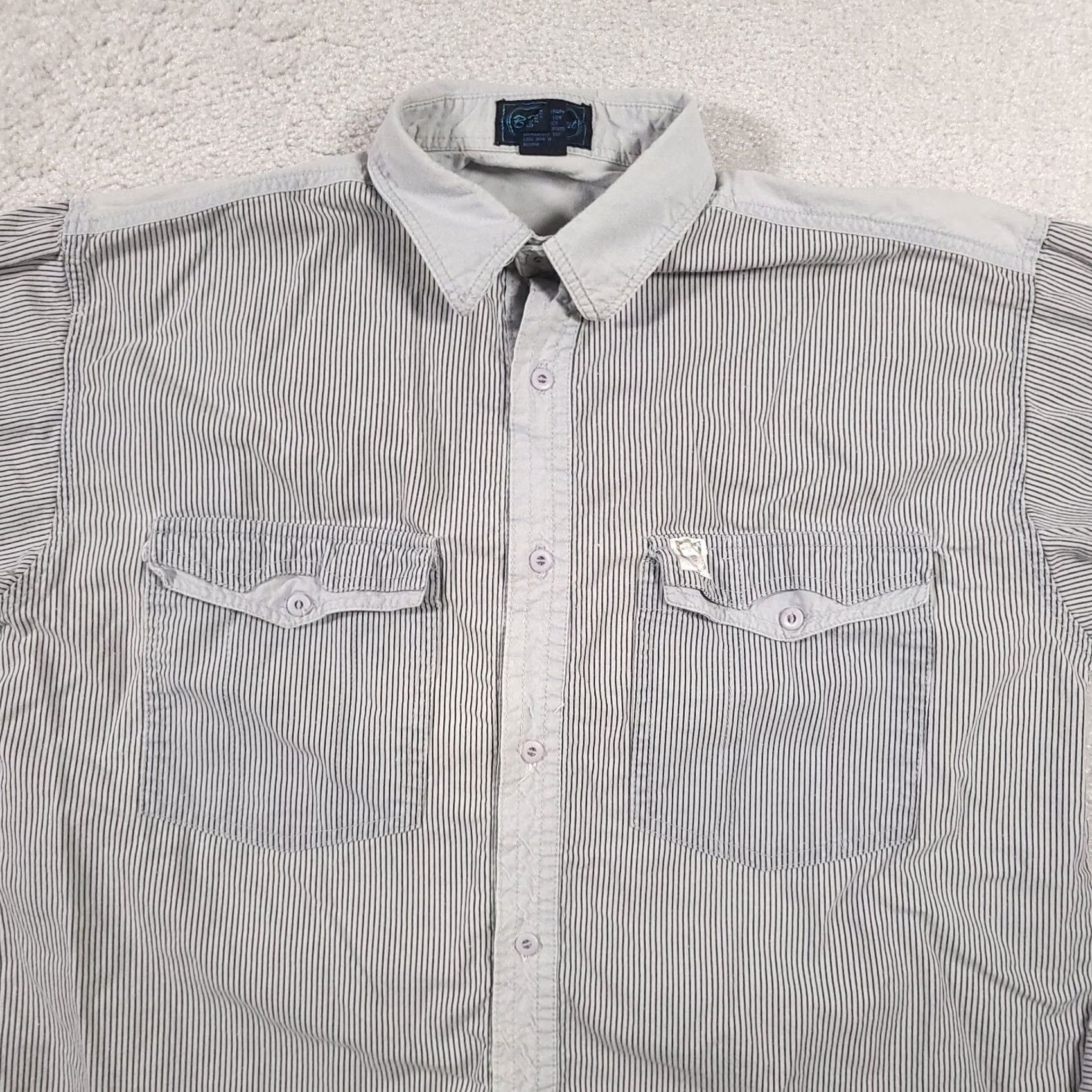 Vintage VINTAGE BB Sport Button Up Long Sleeve Shirt Mens M Blue Stripe Western Skater Size US M / EU 48-50 / 2 - 3 Thumbnail