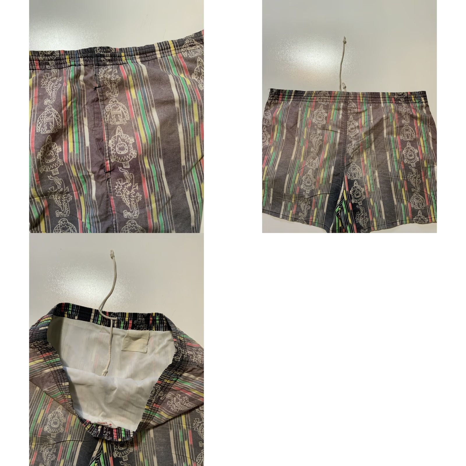 Vintage VINTAGE 80s 90s Cheetah By Mervyns Southwestern Swim Trunk 3” Inseam Shorts Sz.L Mens Size US 33 - 8 Thumbnail