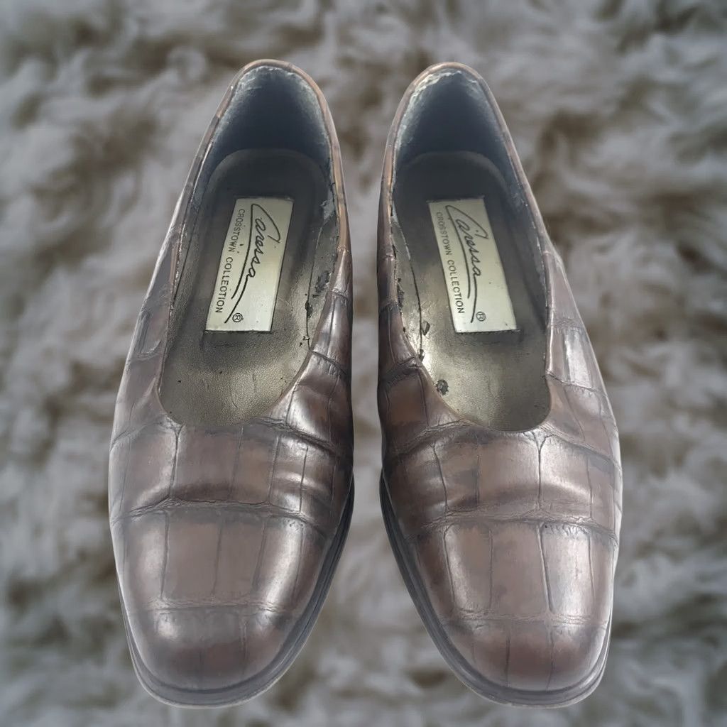 Vintage CARESSA CROSSTOWN COLLECTION WOMENS SIZE 8 CLASSIC PUMPS HEELS BROWN LEATHER Size US 8 / IT 38 - 1 Thumbnail