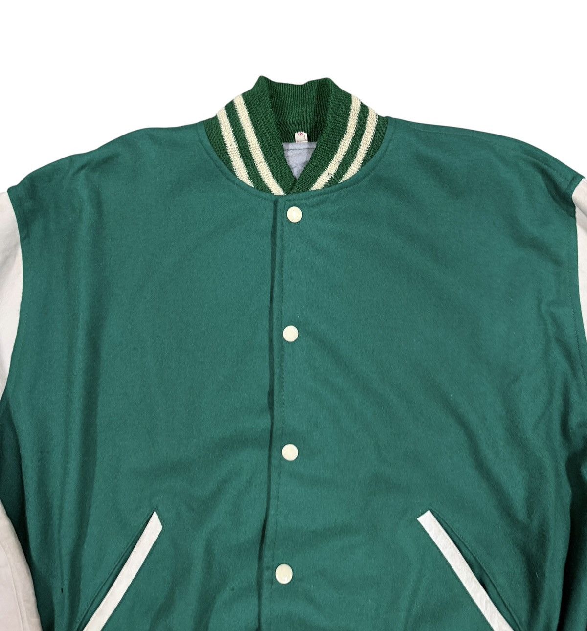 Japanese Brand Vtg💥80’s Teddy Jacket Baseball Wool/Leather Sleeve Jacket Size US L / EU 52-54 / 3 - 3 Thumbnail