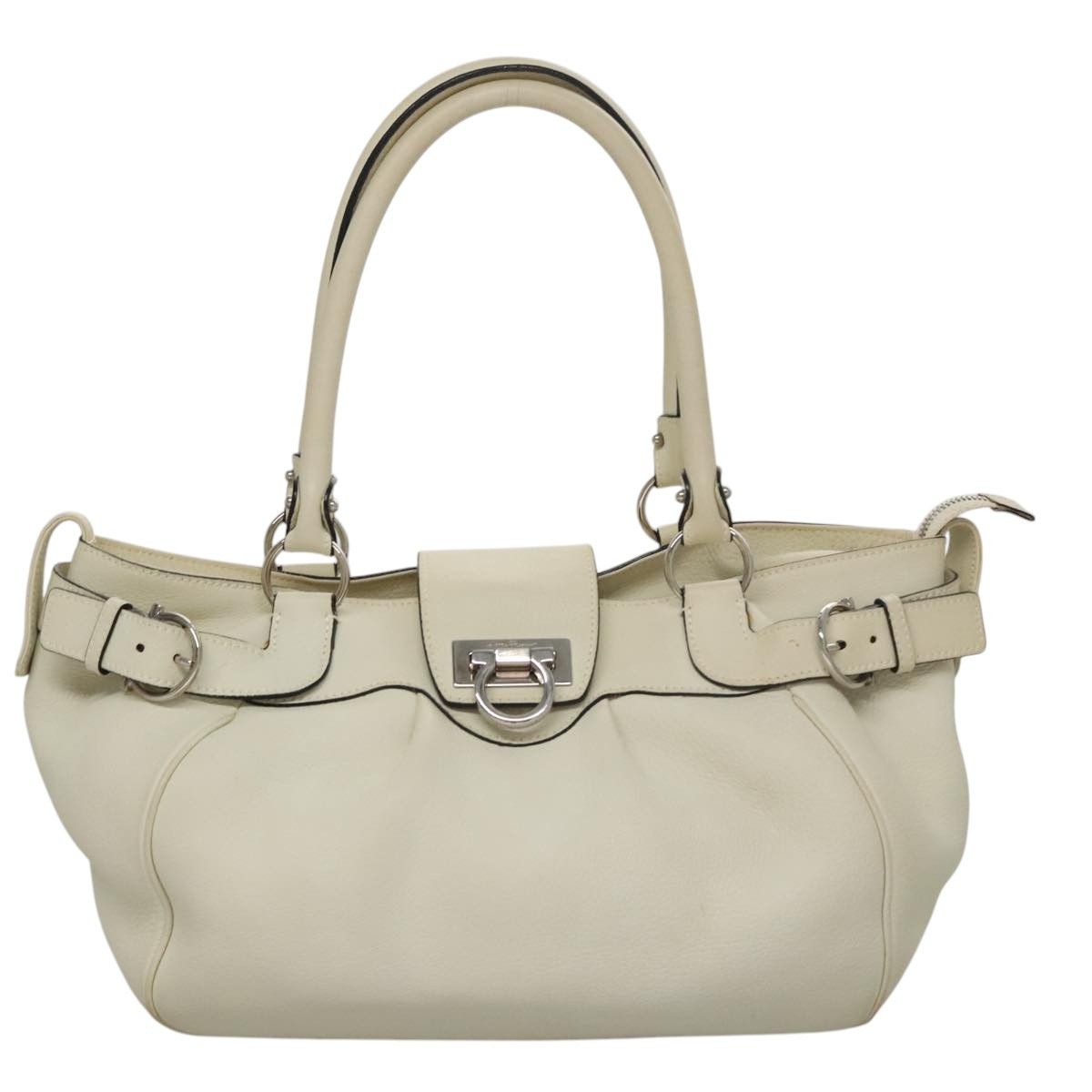 Salvatore Ferragamo Gancini White Leather Handbag (Pre-Owned) Size ONE SIZE - 1 Thumbnail