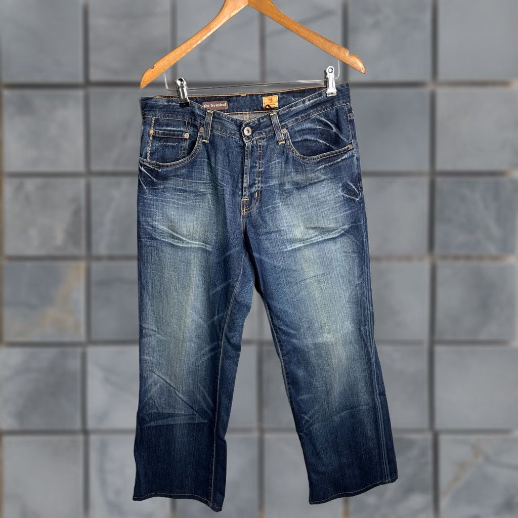 Vintage AG Adriano Goldschmied The Symbol Jeans Size 34/34 Button Fly Vintage Mens Blue 100% Cotton Denim Jeans Relaxed USA Size US 34 / EU 50 - 1 Thumbnail
