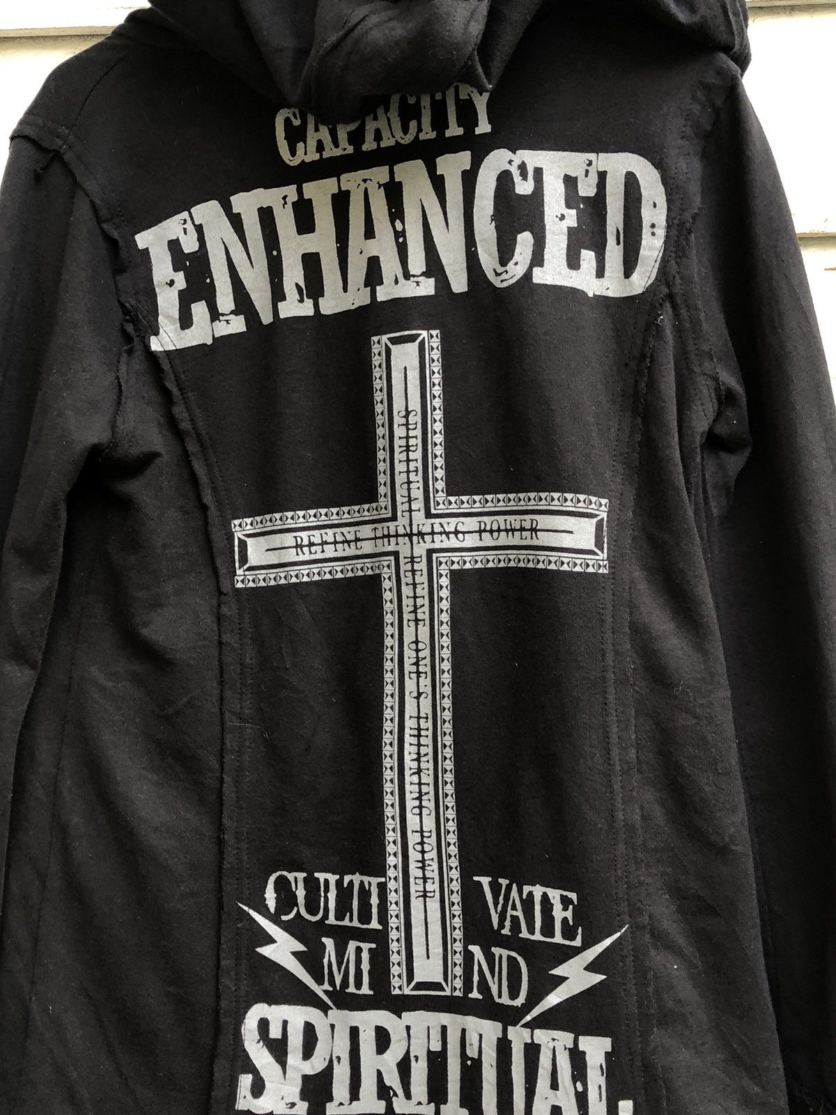 Seditionaries Ghost of Harlem Distressed Cross Anarchy Button Hoodie Size S / US 4 / IT 40 - 4 Thumbnail