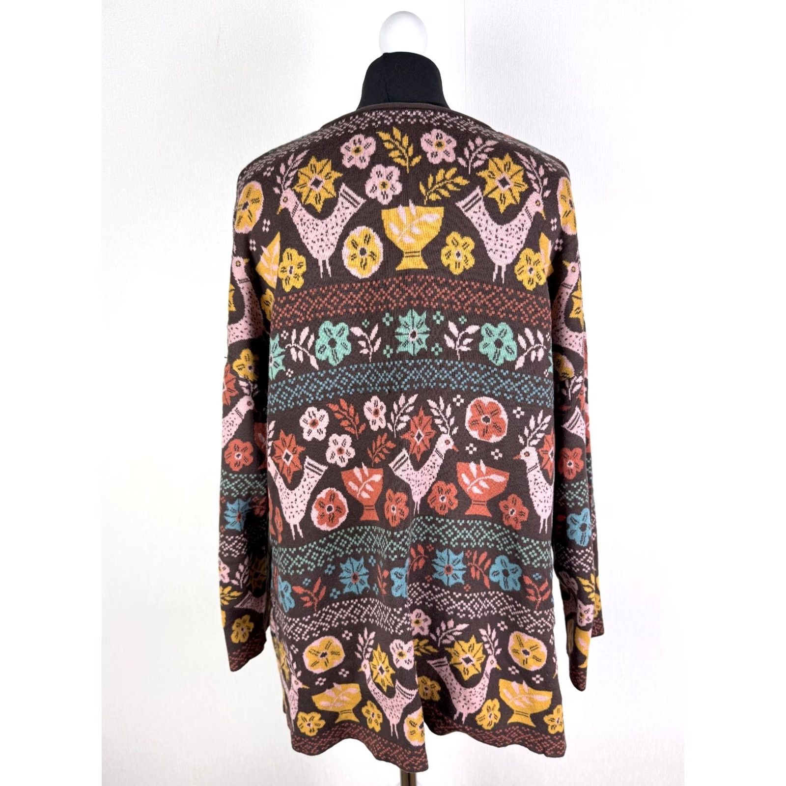Vintage Gudrun Sjoden Women Cotton Sweater Jumper L Brown Nordic Boho Pattern Knit Size L / US 10 / IT 46 - 3 Thumbnail
