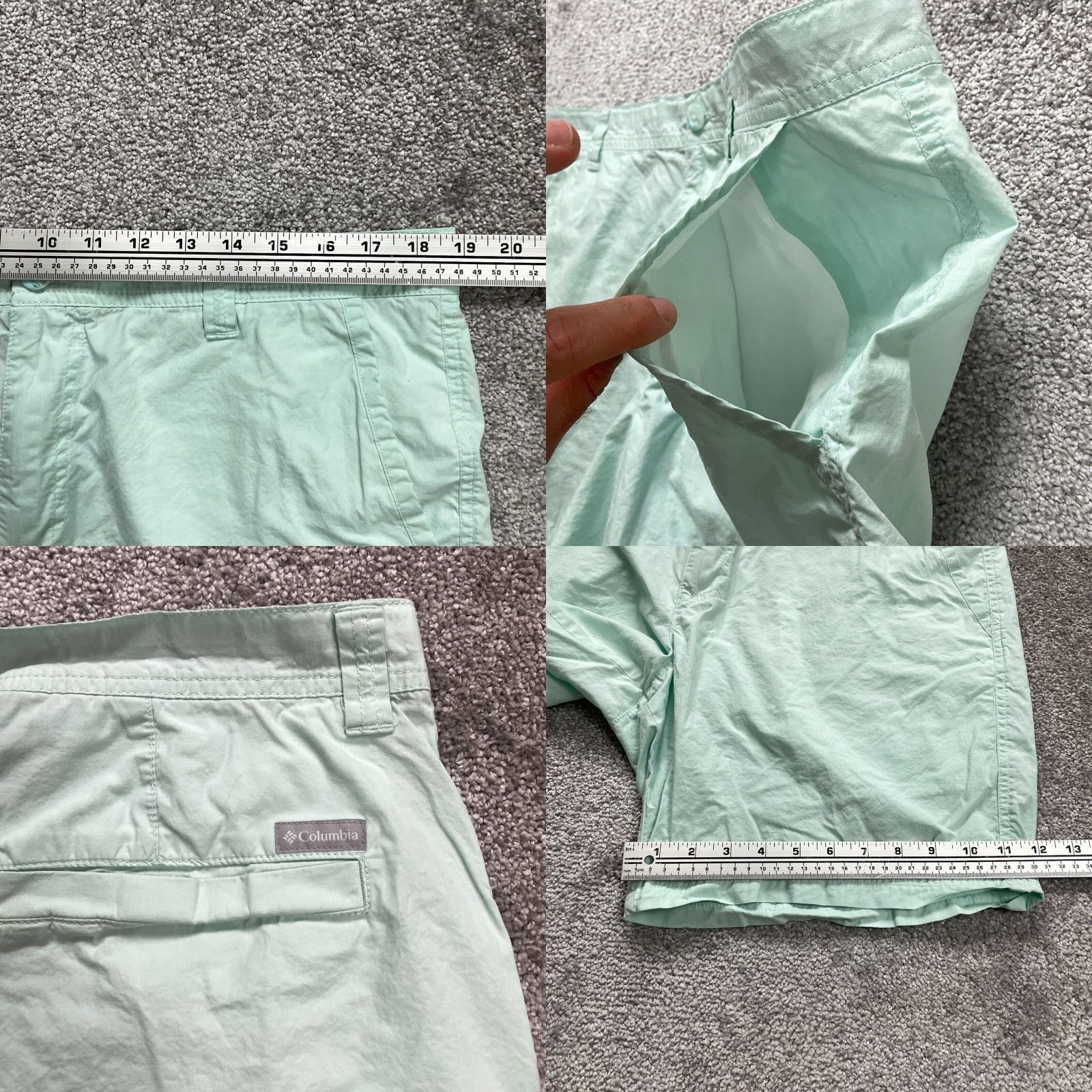 Vintage Columbia Chino Shorts 36 Green Solid Cotton Pockets Active Outdoor Mens Size US 36 / EU 52 - 8 Thumbnail