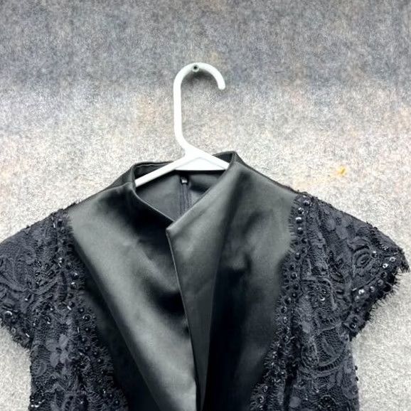 Tadashi Shoji Tadashi Shoji Dress Women 6 Black Sleeveless Sequin Beaded Collared Tiered Sheath Party Cocktail Wedding 6 Womens Black Satin Polyester Size M / US 6-8 / IT 42-44 - 7 Thumbnail