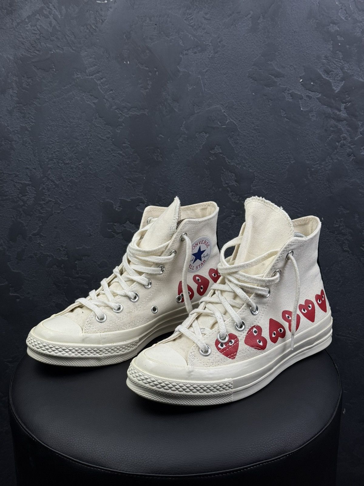 Comme des Garcons CDG PLAY x Converse Chuck Taylor High Top Multi Heart Beige Size US 7.5 / IT 37.5 - 1 Thumbnail