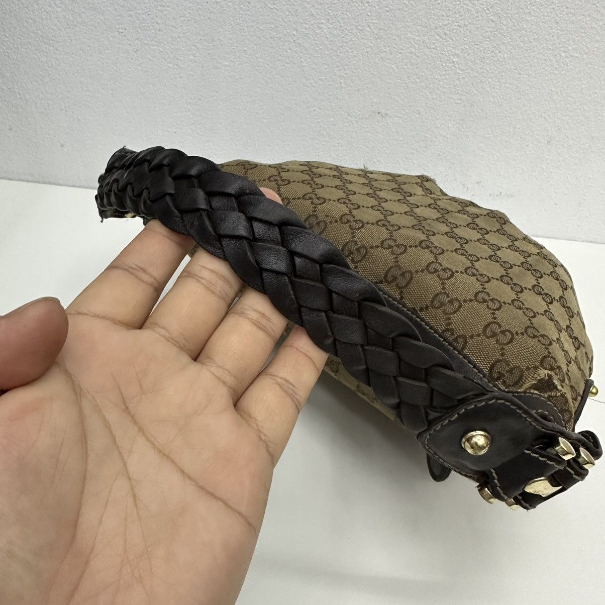 Gucci ‼️LASTDROP‼️ AUTHENTIC GUCCI GG MONOGRAM STUDDED HOBO BAG Size ONE SIZE - 7 Thumbnail