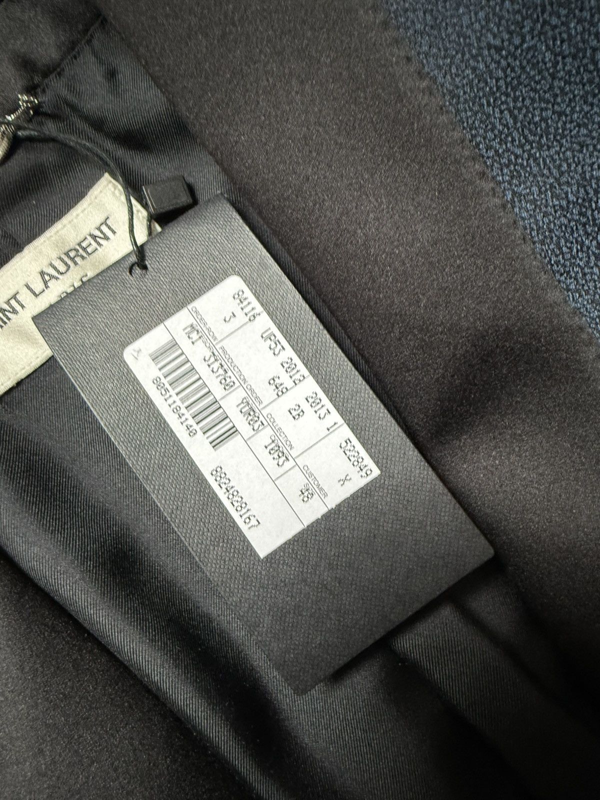 Hedi Slimane × Saint Laurent Paris F/W13 Blue Glitter Babycat Smoking Shawl Blazer Size 48R - 4 Thumbnail