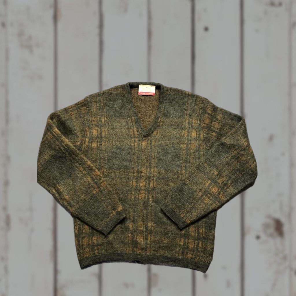 Jantzen VINTAGE Jantzen Sweater Mens Small Mohair Wool Plaid Pullover 60s USA Knit V-Neck Green/Brown Ladies? Size US S / EU 44-46 / 1 - 1 Thumbnail
