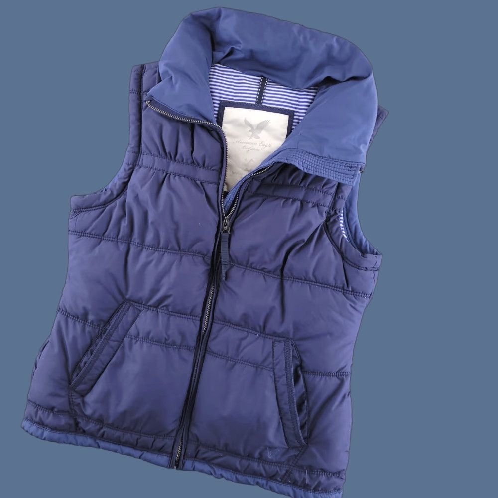 American Eagle Outfitters American Eagle Puffer Vest Womens Small Blue Sleeveless Jacket Size S / US 4 / IT 40 - 1 Thumbnail