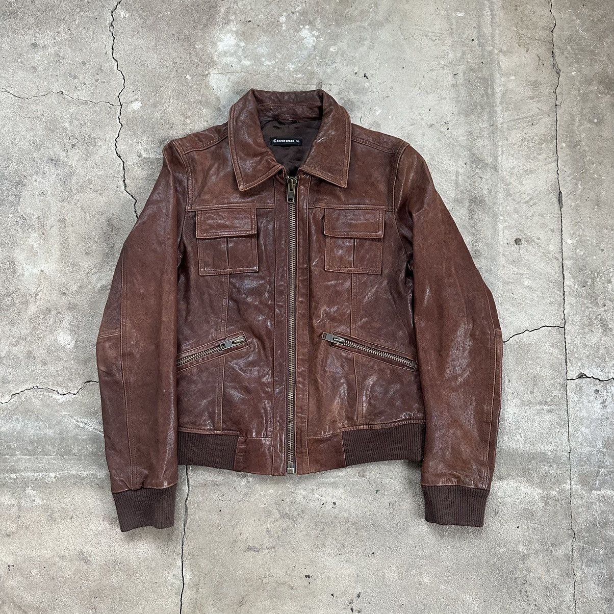 Vintage Vintage Avant Garde Leather Brown Jacket Size XS / US 0-2 / IT 36-38 - 1 Thumbnail