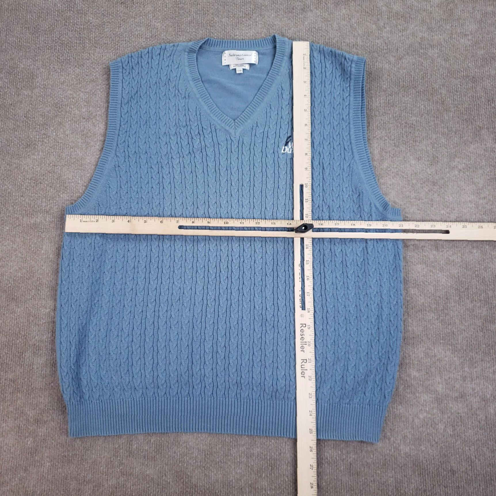 Izod IZOD Mens Sweater Vest Blue Large Cable-Knit Pullover Logo Casual Size US L / EU 52-54 / 3 - 2 Thumbnail
