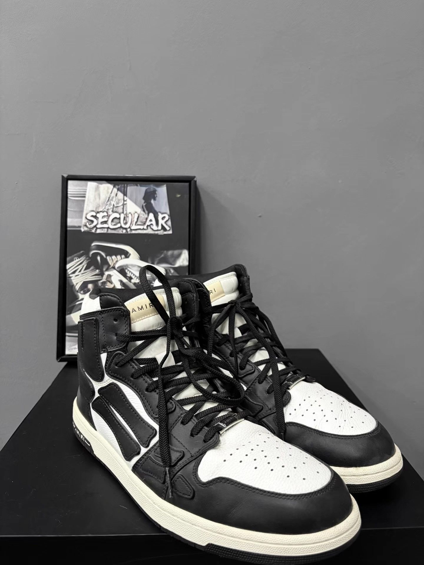 Amiri Amiri Skel-Toe Bone High-Top Black White Men's Sneakers K34 Size US 13 / EU 46 - 3 Thumbnail