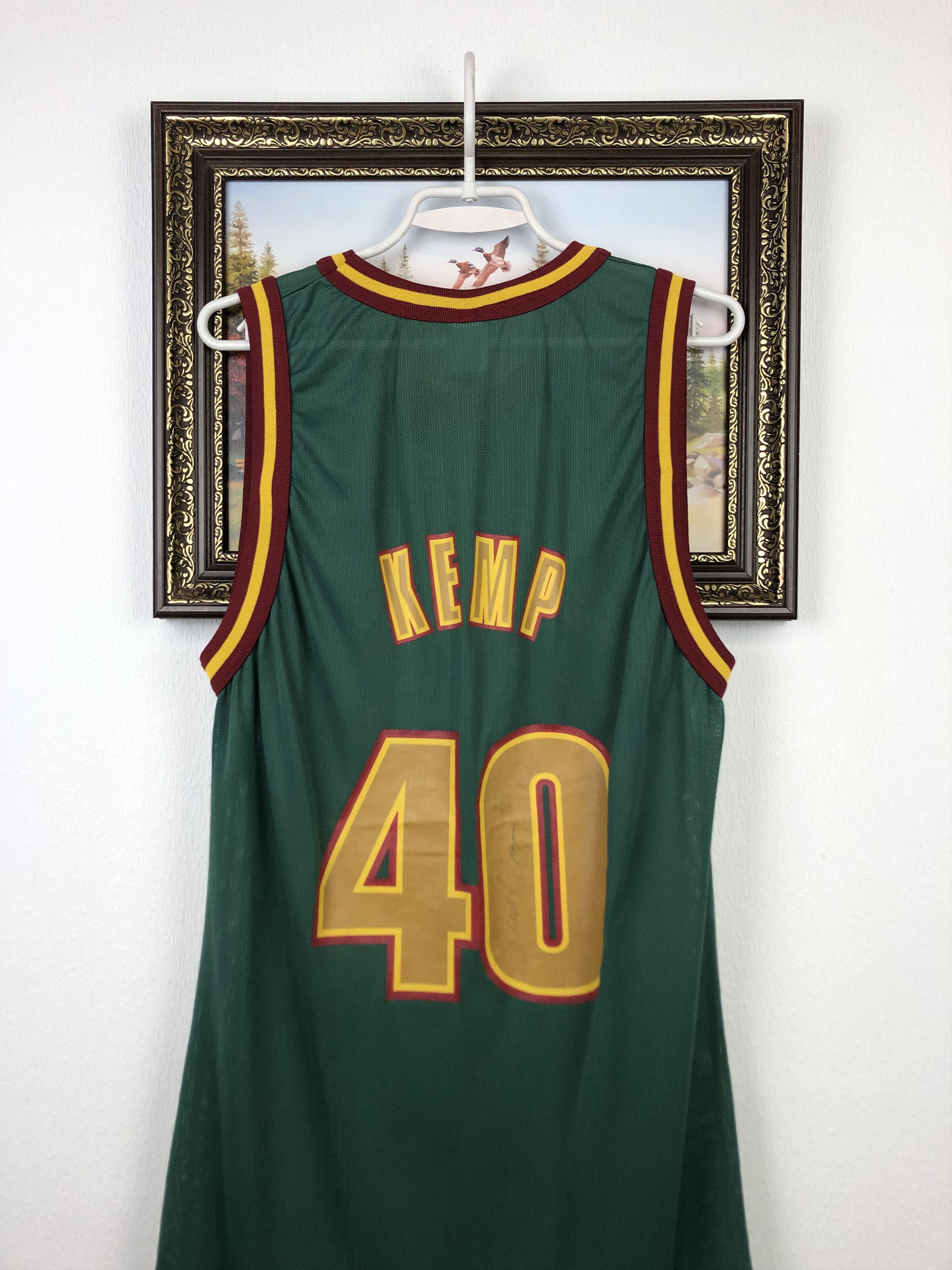 Champion × NBA × Vintage Vintage Kemp Champion Seattle Super Sonics NBA Jersey Signed Size US L / EU 52-54 / 3 - 8 Thumbnail