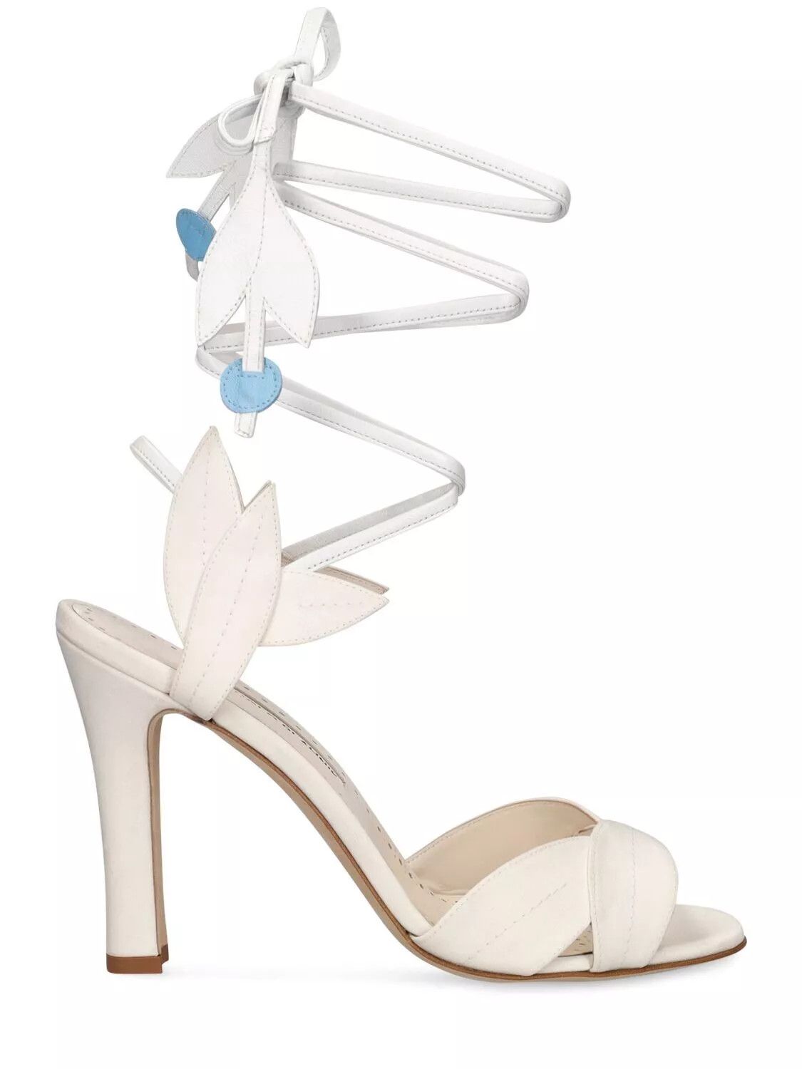 MANOLO BLAHNIK Ossie 23 White 105mm Lace Sandal