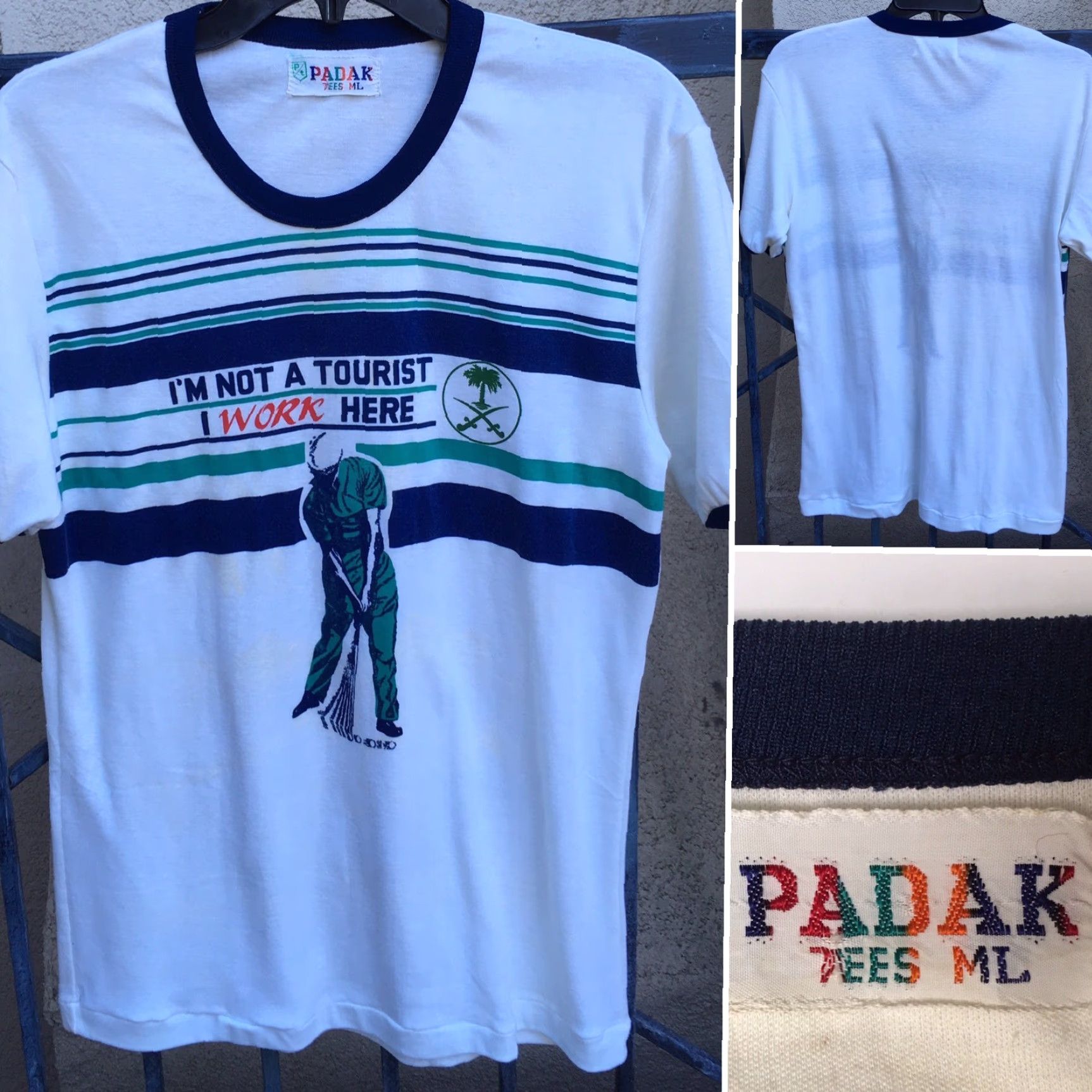 Vintage vintage Padak I’m Not A Tourist I Work Here Golf Theme M L 80s T Shirt Shirt Men White Size US M / EU 48-50 / 2 - 2 Thumbnail