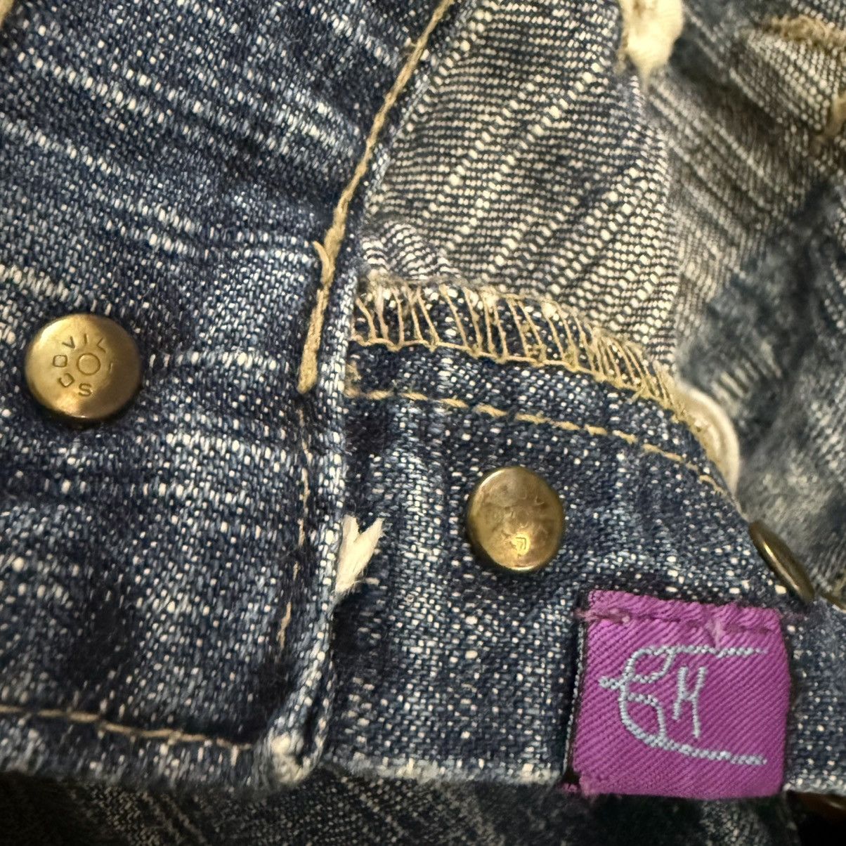 Indigo 🔥🇯🇵 Vintage 90s Crazy Distressed KU Handcraft Raw Denim Size US 31 - 17 Thumbnail