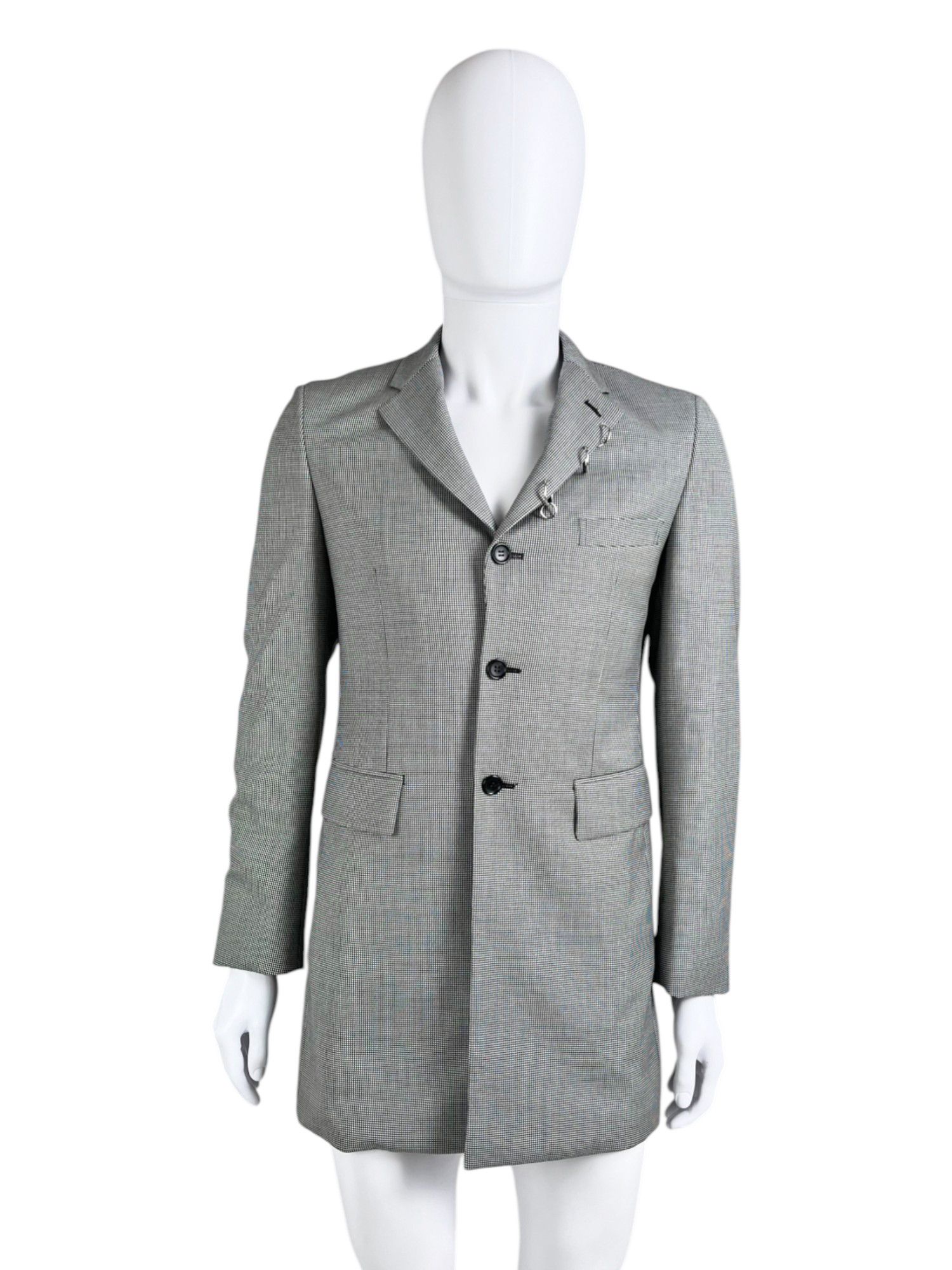 Comme des Garcons Homme Deux S/S 2021 Tartan Studded Grey Coat Size US S / EU 44-46 / 1 - 2 Thumbnail