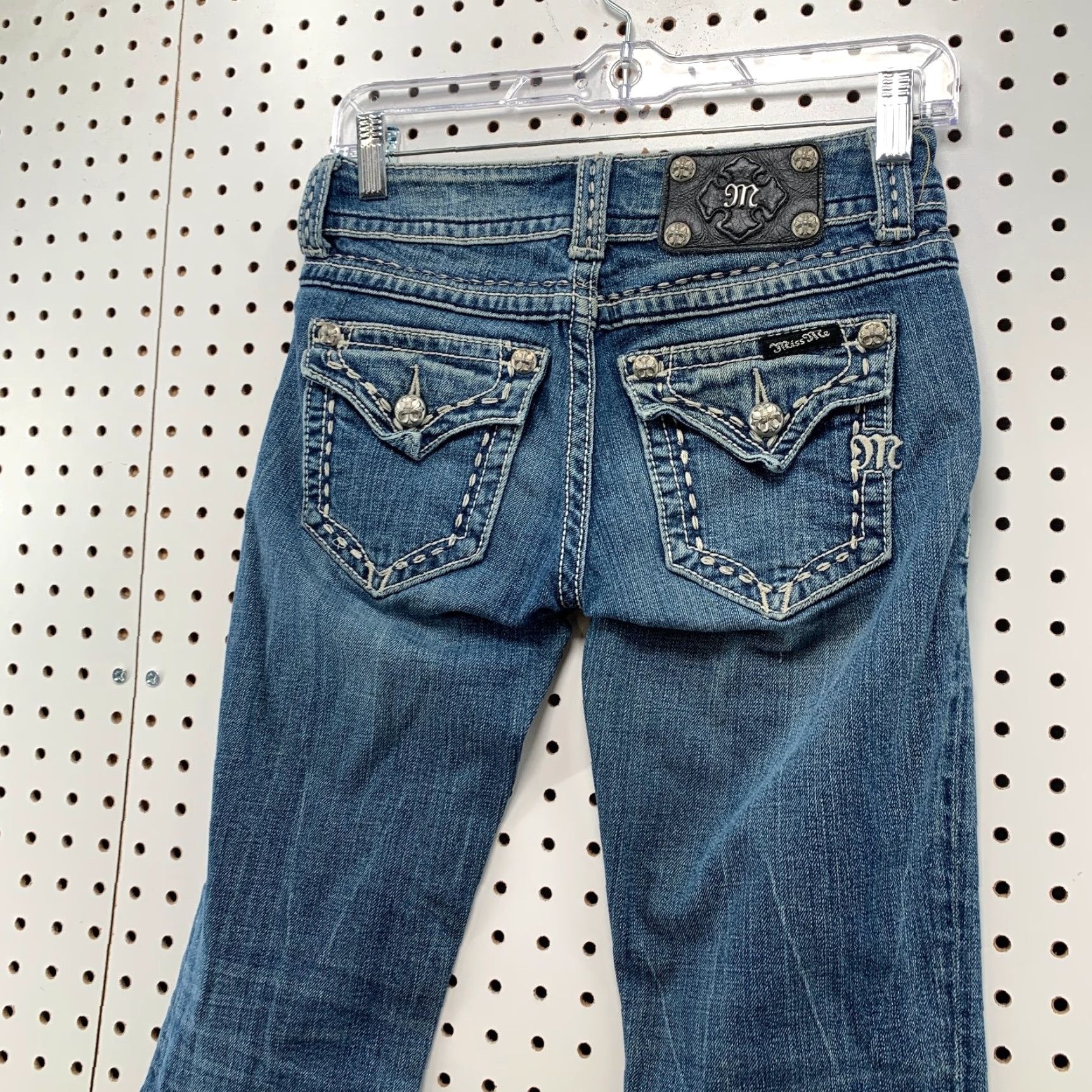 Miss Me Miss Me Jeans Womens Bootcut Denim Size 25 Blue Embellished Stretch 5-Pocket Flap Pocket Y2K Size 42" / US 20 - 7 Thumbnail
