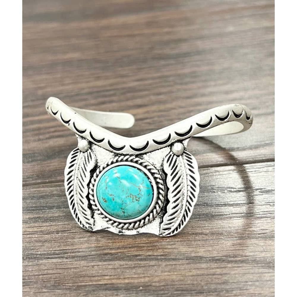 Other Turquoise Cuff Bracelet - Elegant Natural Stone Design, West Size ONE SIZE - 2 Thumbnail