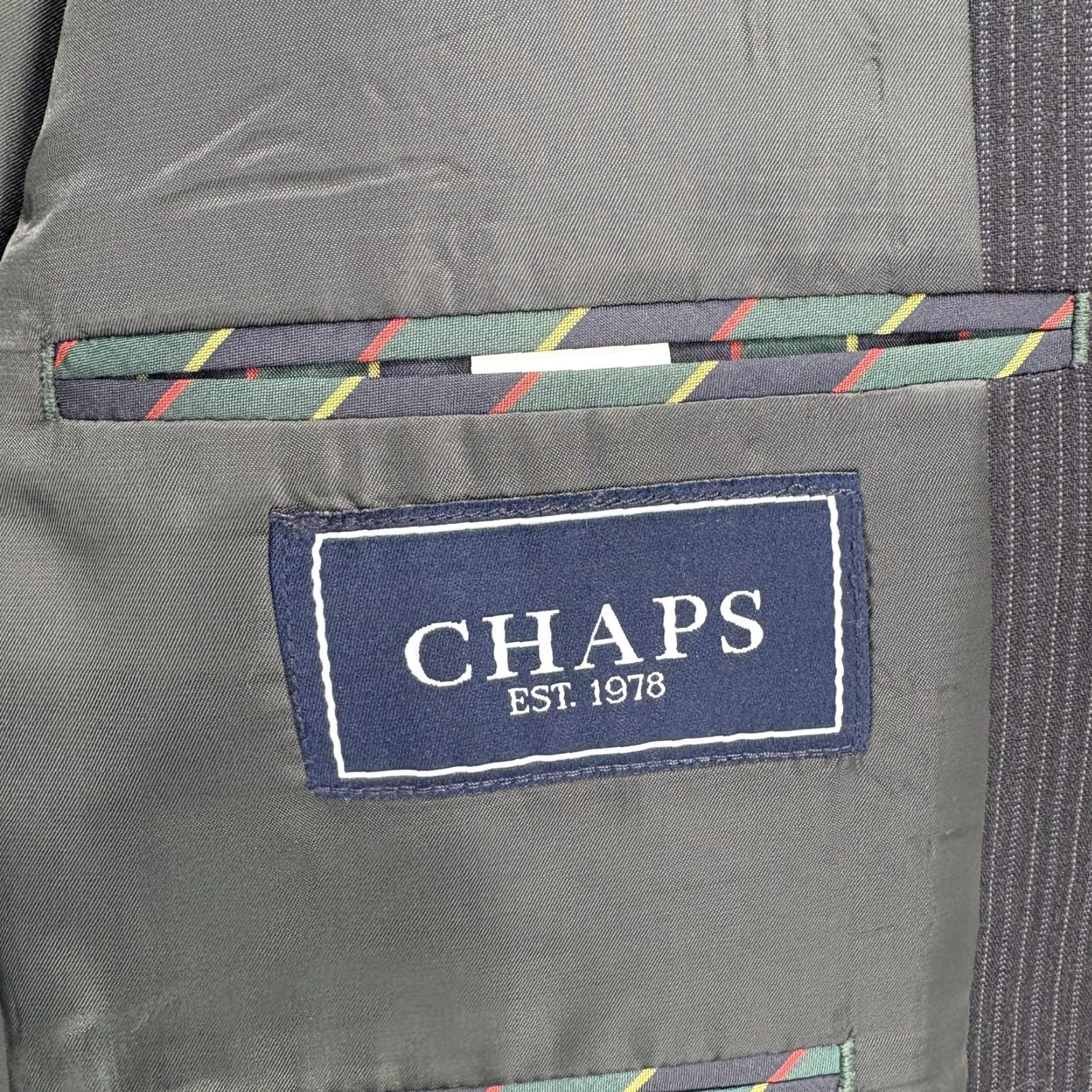 Chaps Chaps Suit Jacket Sport Coat Mens 44S Gray Pinstripe Wool Blend Two Button NWT Size 44R - 6 Thumbnail