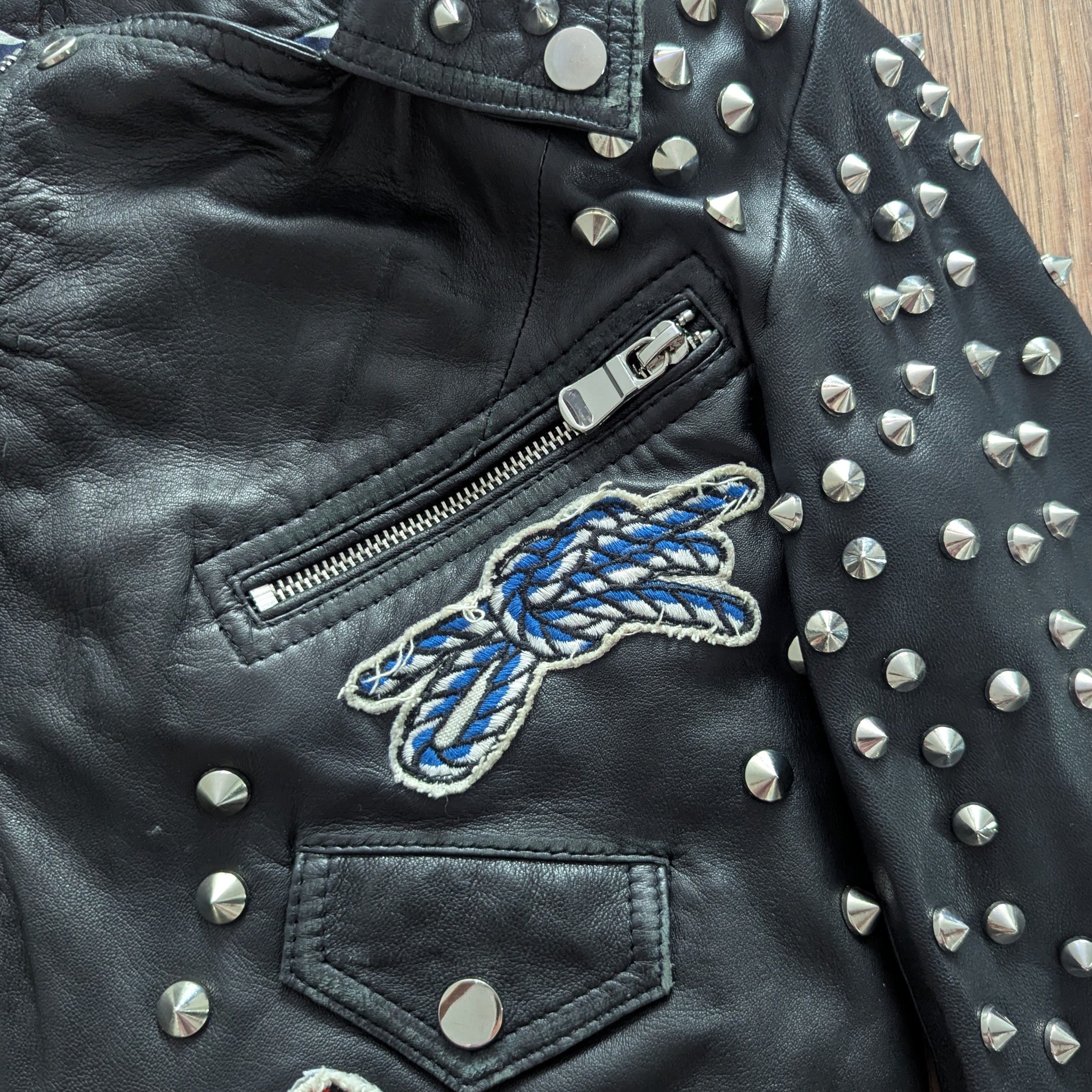 Zara Zara Studded cMotorcycle Biker Jacket Sailor Patches Size XS / US 0-2 / IT 36-38 - 7 Thumbnail