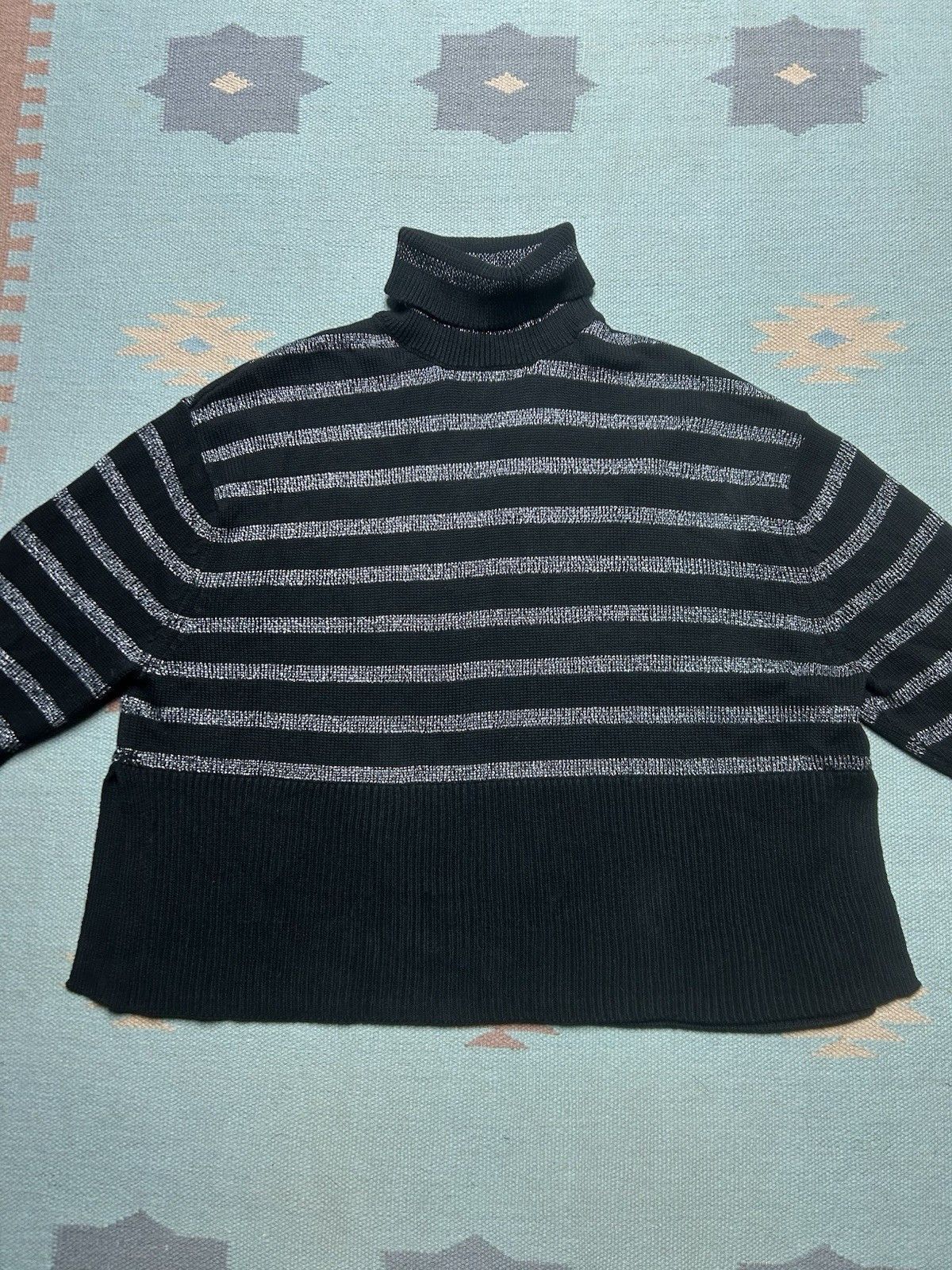 Gap Gap turtleneck sweater cotton knit lurex sparkle striped L Size L / US 10 / IT 46 - 2 Thumbnail