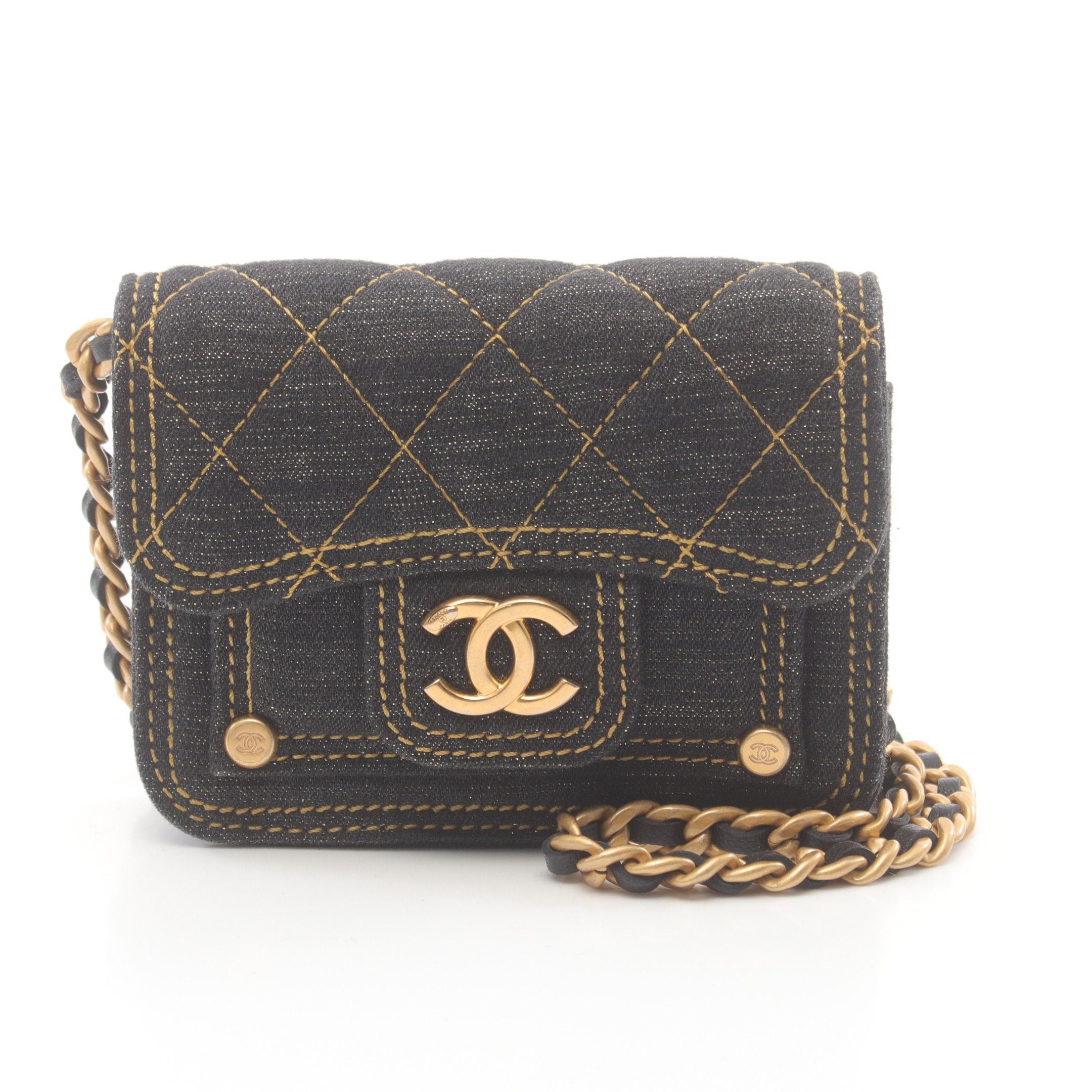 Chanel Chanel Matelasse Mini Chain Shoulder Bag Denim Indigo Blue Gold Hardware Rame Size ONE SIZE - 1 Thumbnail