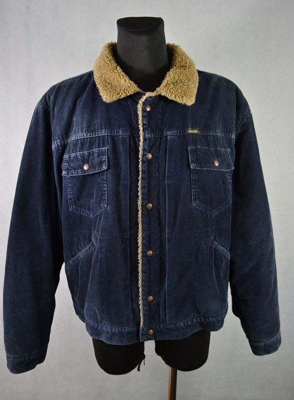 image of Diesel Aviator Sherpa Corduroy Jacket Y2K Italy in Navy, Men's (Size 2XL)