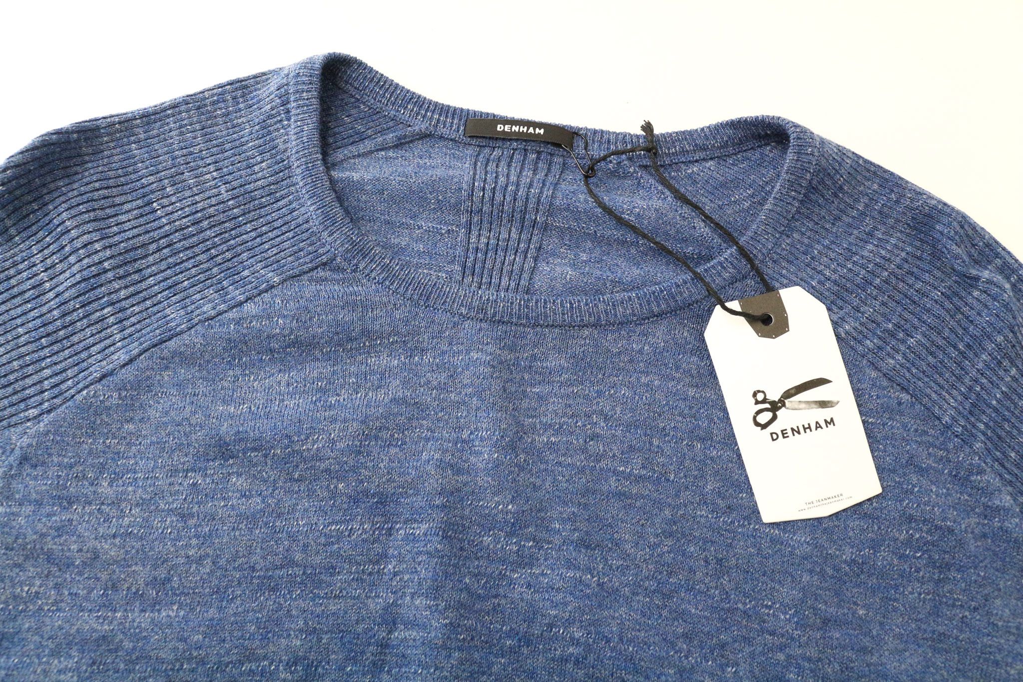 DENHAM CARVER XS Blue Marl Cotton Knit Crew Neck Jumper 74575 Size US XS / EU 42 / 0 - 3 Thumbnail