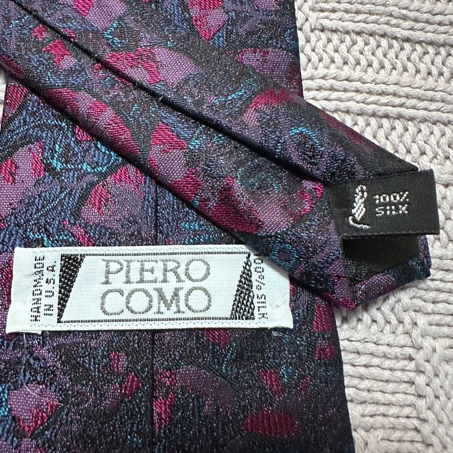 Vintage Vintage Piero Como purple metallic abstract print silk tie Size ONE SIZE - 3 Thumbnail