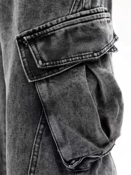 Japanese Brand Retro washed distressed stacked cargo jeans Size US 32 / EU 48 - 4 Thumbnail
