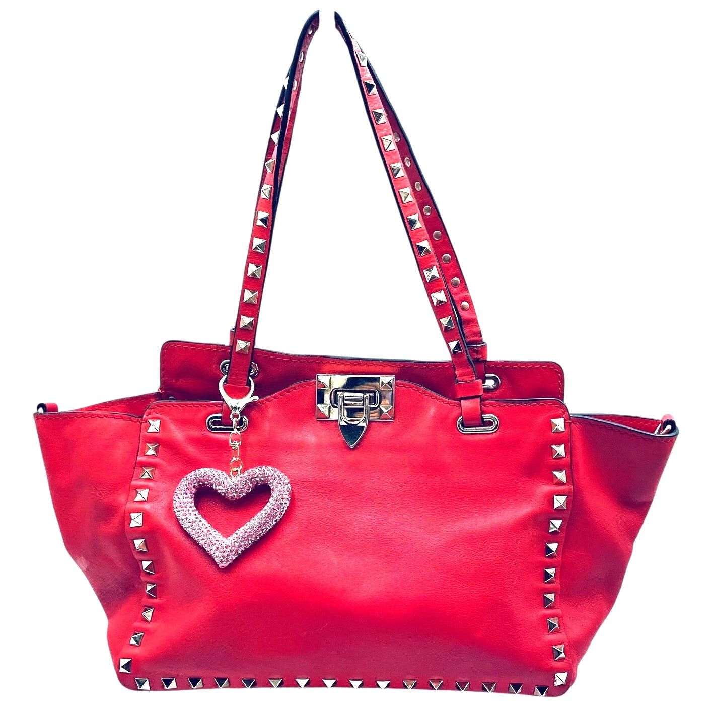 Valentino Valentino Garavani Rockstud Red Gold Studded Leather Bag Size ONE SIZE - 1 Thumbnail