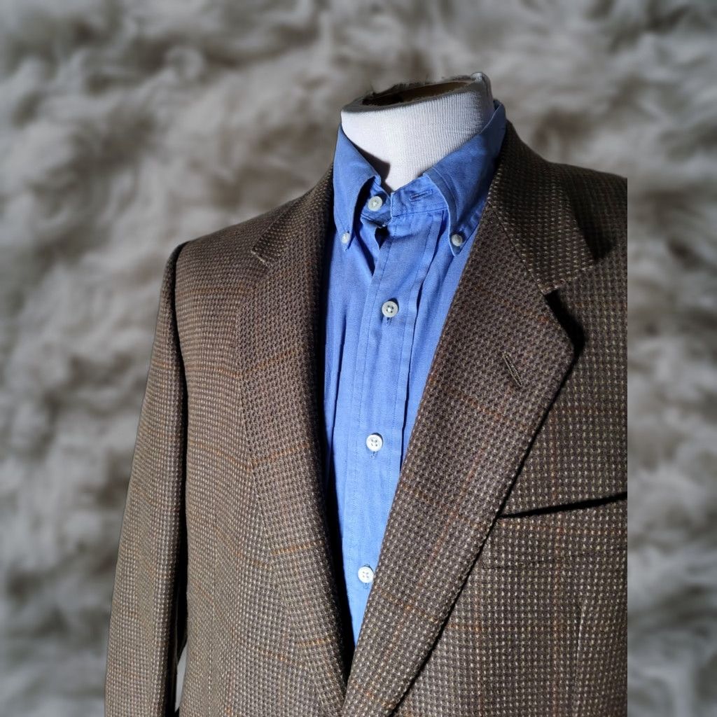 Vintage twenty four collection Sport Coat Jacket Wool Tweed Brown 44R Mens Notch Lapel Single-Breasted Two-Button Check Fleck 56 EU New Without Tags Size US S / EU 44-46 / 1 - 1 Thumbnail