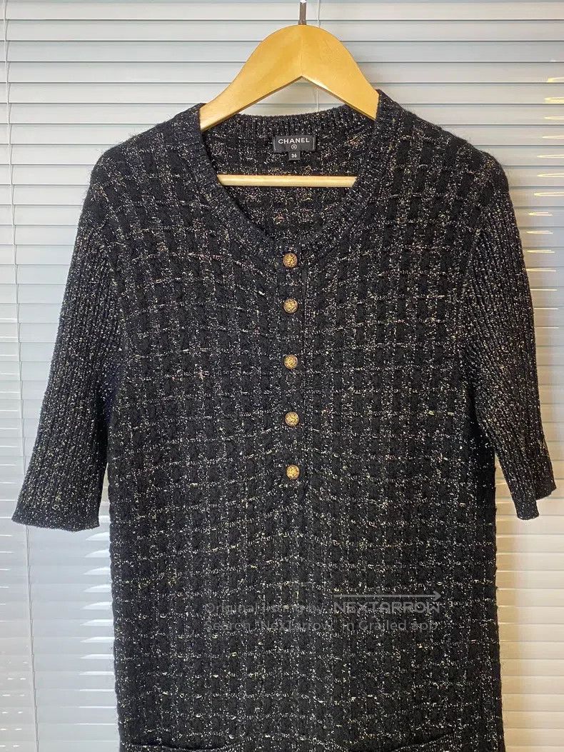 Chanel Chanel Black gold knitted dress Size XS / US 0-2 / IT 36-38 - 3 Thumbnail