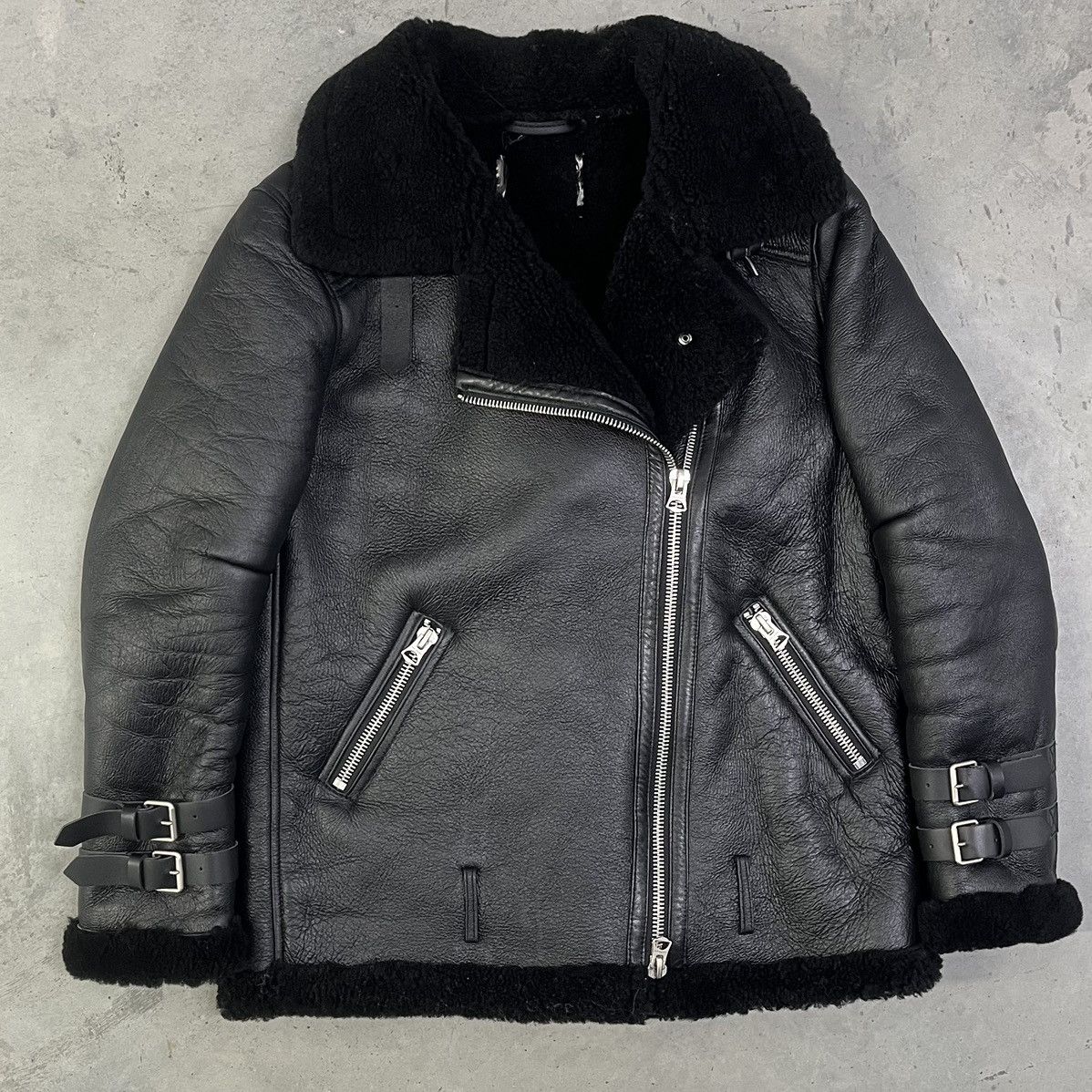 Acne Studios Acne Studios Velocite Black Leather Jacket Shearling Size 38 Size XS / US 0-2 / IT 36-38 - 1 Thumbnail