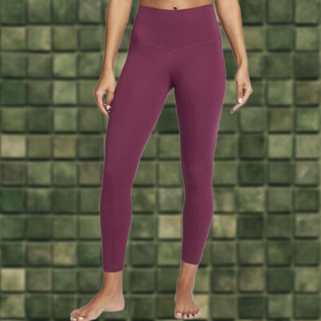 Nike Nike Dri-FIT Yoga Leggings Cropped 7/8 High Rise Slim Womens M Berry Size 32" / US 10 / IT 46 - 1 Thumbnail