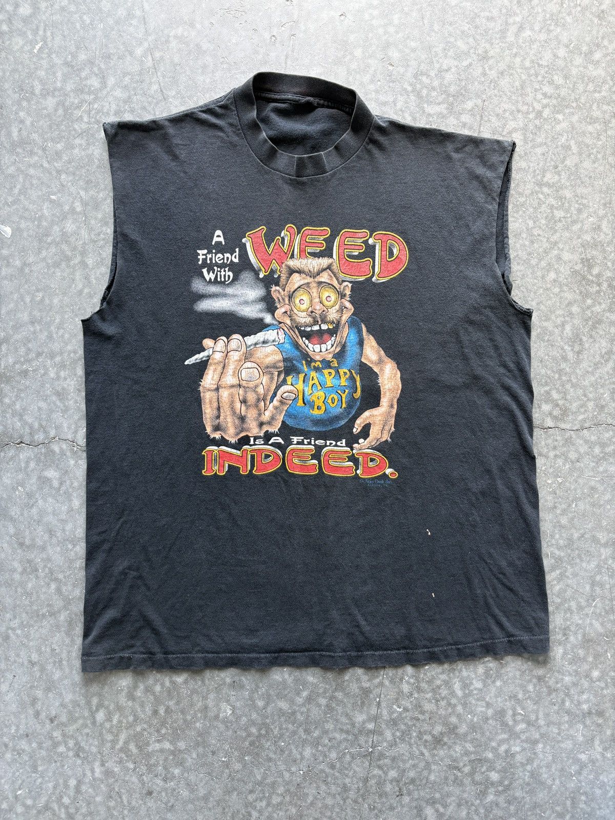Vintage Vintage 90s A Friend With Weed Graphic Tee Size US XL / EU 56 / 4 - 1 Thumbnail