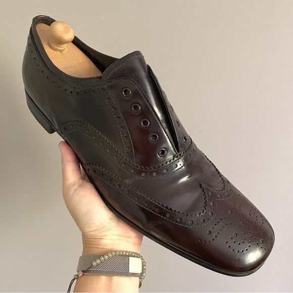 Prada Prada Brown Leather Wingtip Brogues Dress Shoes - 9.5 🇮🇹 Size US 9.5 / EU 42-43 - 2 Thumbnail