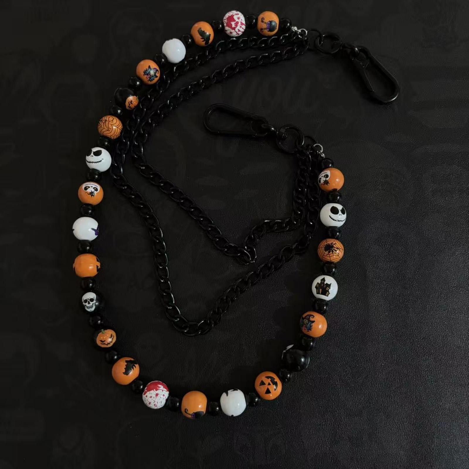 Jewelry Halloween Beaded Chain Wallet Accessory, Black Orange Size ONE SIZE - 3 Thumbnail