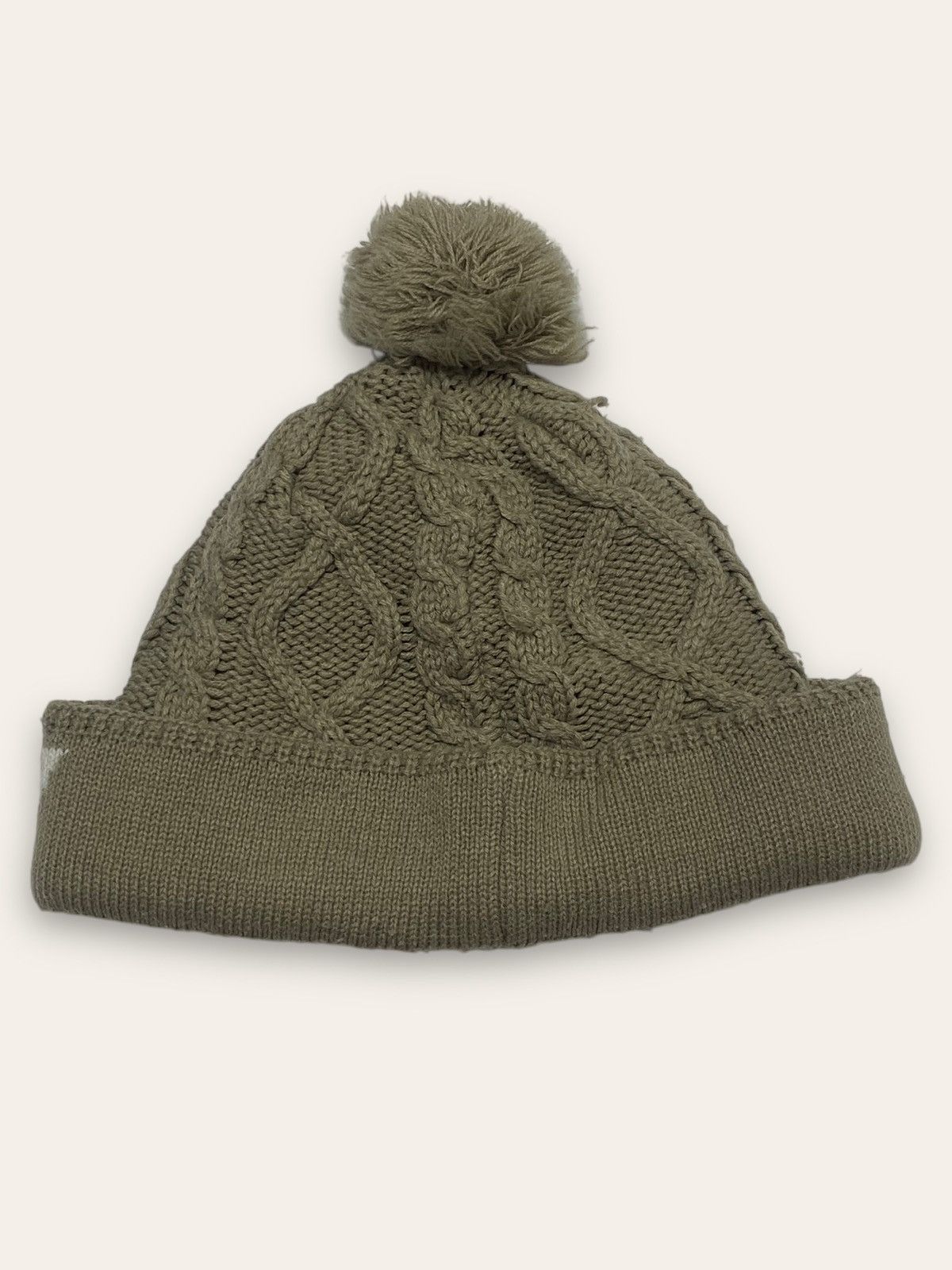 Stussy Vintage STUSSY Big Logo Beige Pom Pon Hat Winter Warm Y2K Size ONE SIZE - 2 Thumbnail