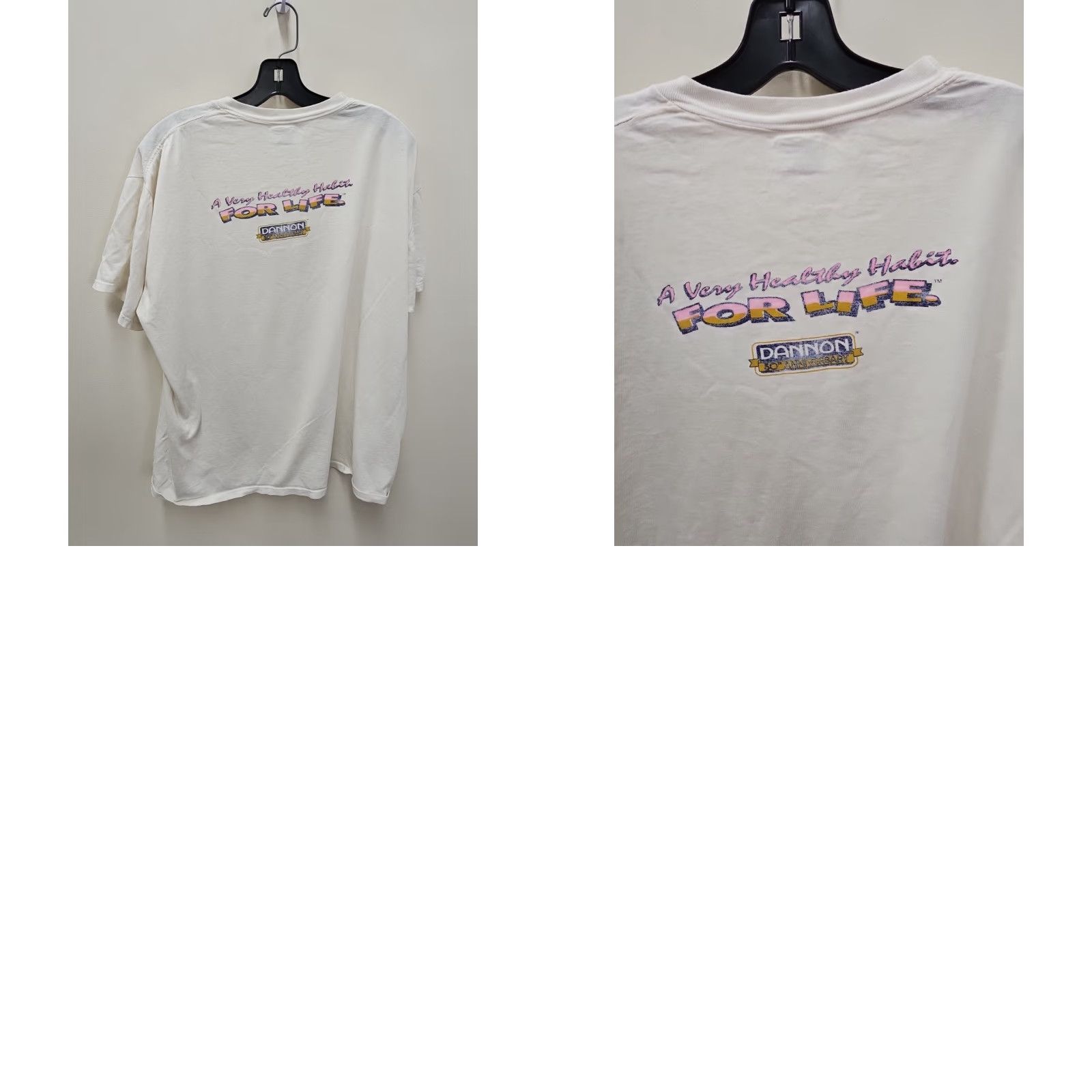 Jerzees VINTAGE Dannon Yogurt T-Shirt Rare Design XL Shirt Mens White 90s Stitch Crew Neck Hanes Beefy-T Jerzees Vintage Distressed Size US XL / EU 56 / 4 - 8 Thumbnail