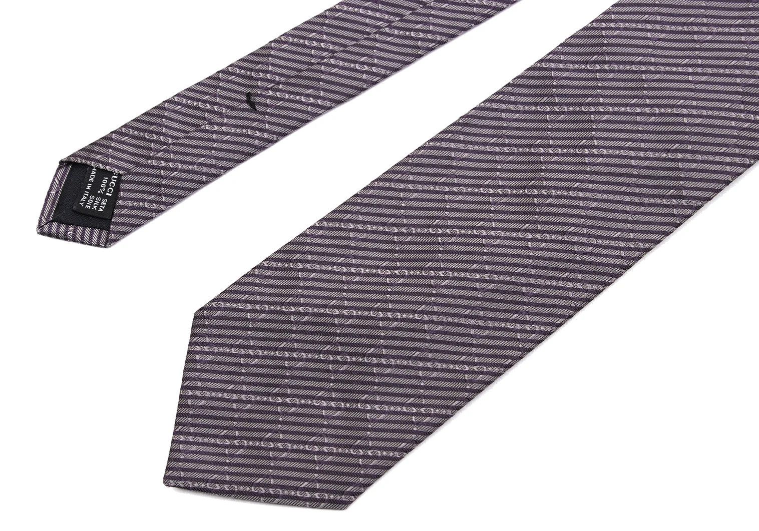 Gucci GG Stripe Jacquard Silk Tie in Gray and Purple Size ONE SIZE - 3 Thumbnail