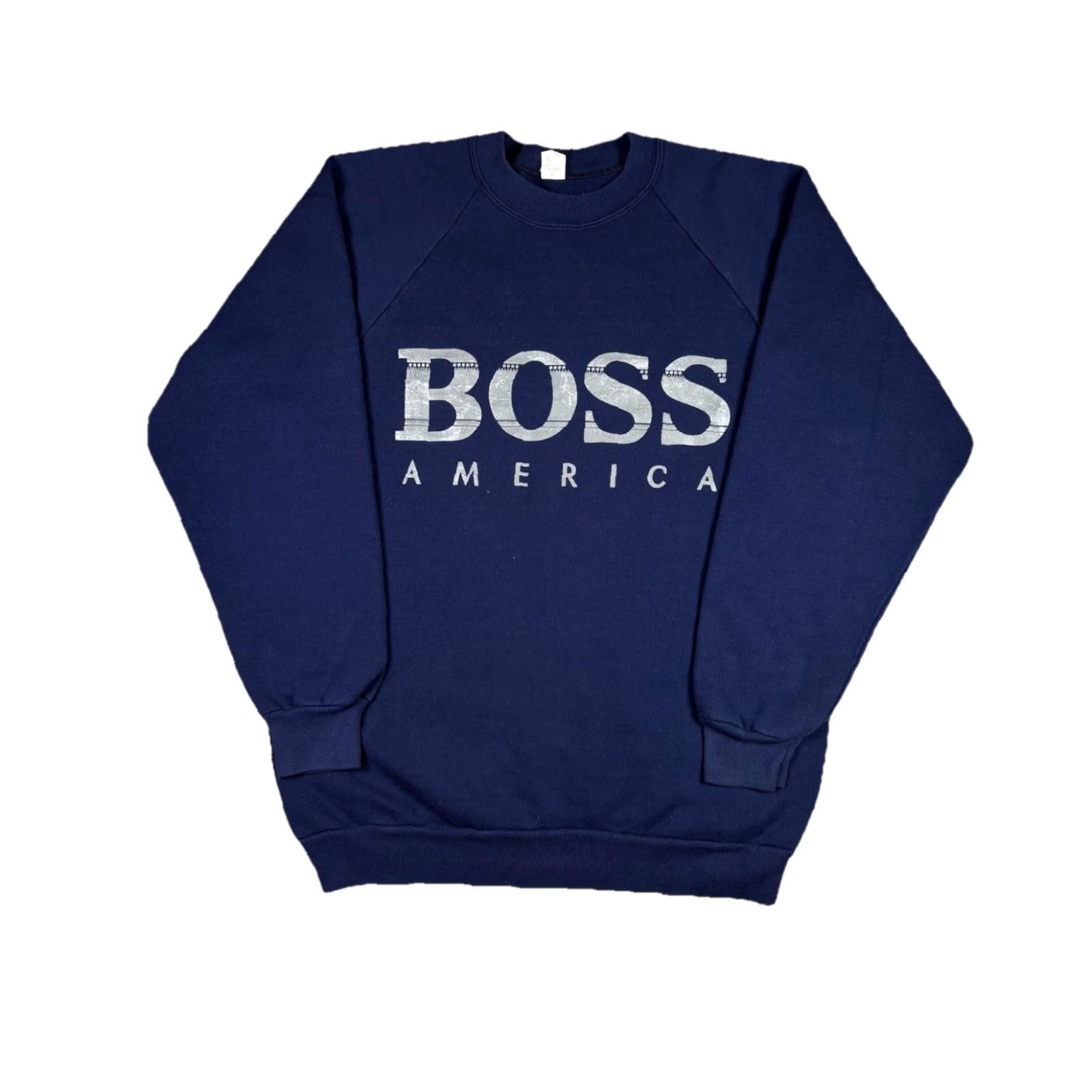 Vintage VINTAGE Boss America Sweatshirt Navy Blue Raglan Adult Size 2XL 90s USA Logo Pullover Men Mens Regular Knit Cotton All Seasons Leather? Size US XXL / EU 58 / 5 - 2 Thumbnail