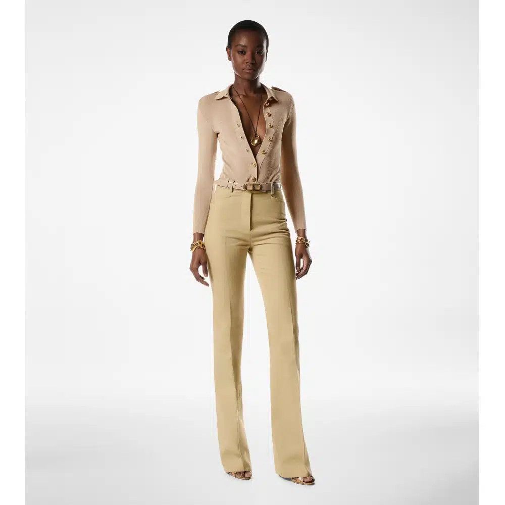 Tom Ford o1loc1c0226 PAW589 Cotton Moleskin Tailored Wide Leg Pant Size 25" / US 0 / IT 36 - 2 Thumbnail